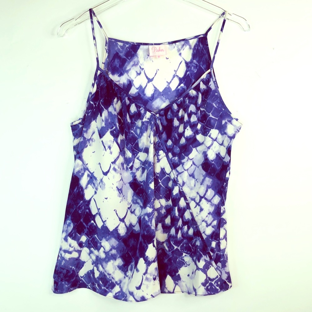 Parker Purple & White Silk Top